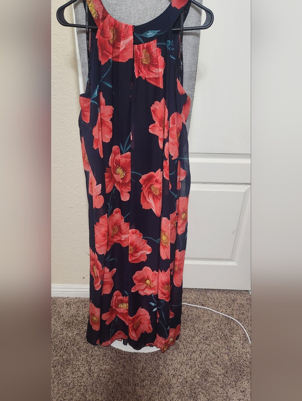 NWOT Kate And Lily High Neck Ankle Length Navy And Red Floral Dress Size 14w